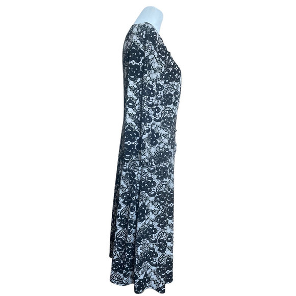 Evan-Picone Faux Wrap Dress Women's Size 12 Black and White V-Neck Stretchy - Picture 2 of 13